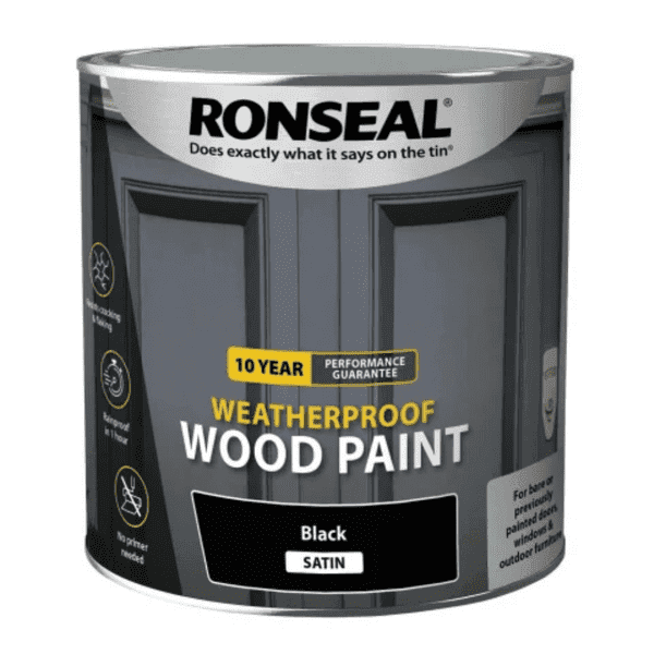 RONSEAL BLACK SATIN 10YR WEATHERPROOF WOOD PAINT (2 IN 1 FORMULA) 2.5L