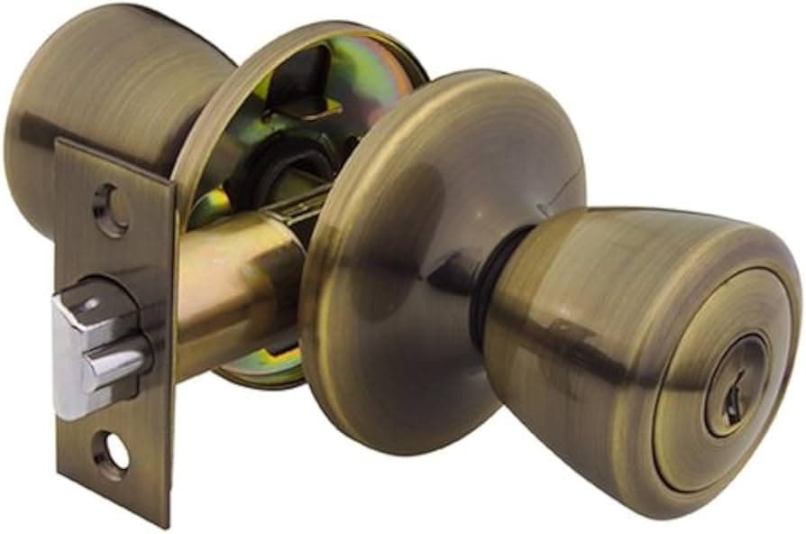 YALE ENTRANCE KNOB SET Antique Brass
