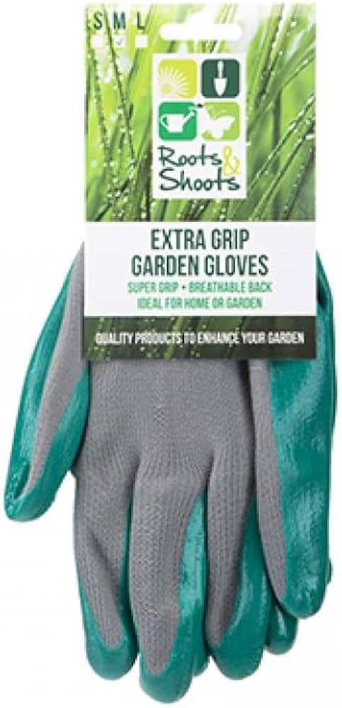 GREEN EXTRA GRIP GARDEN GLOVES ON HEADER CARD 3ASSTD SIZES image
