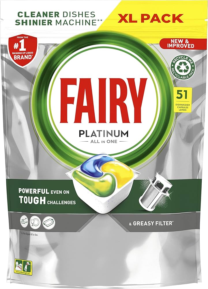 Fairy Dish Tabs Platinum 65's lemon image