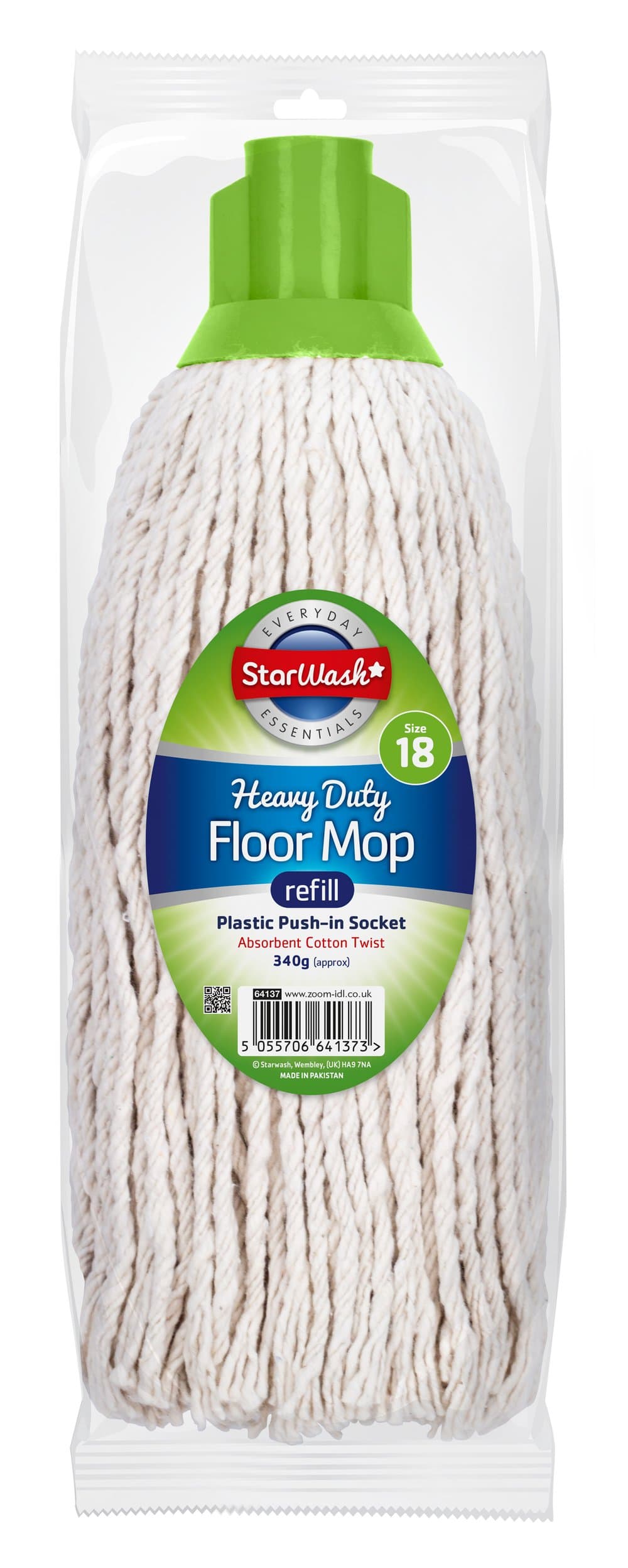 ZM Pro Kleen Sw Plastic Socket Cotton Mop Head - Size 18 - 340g