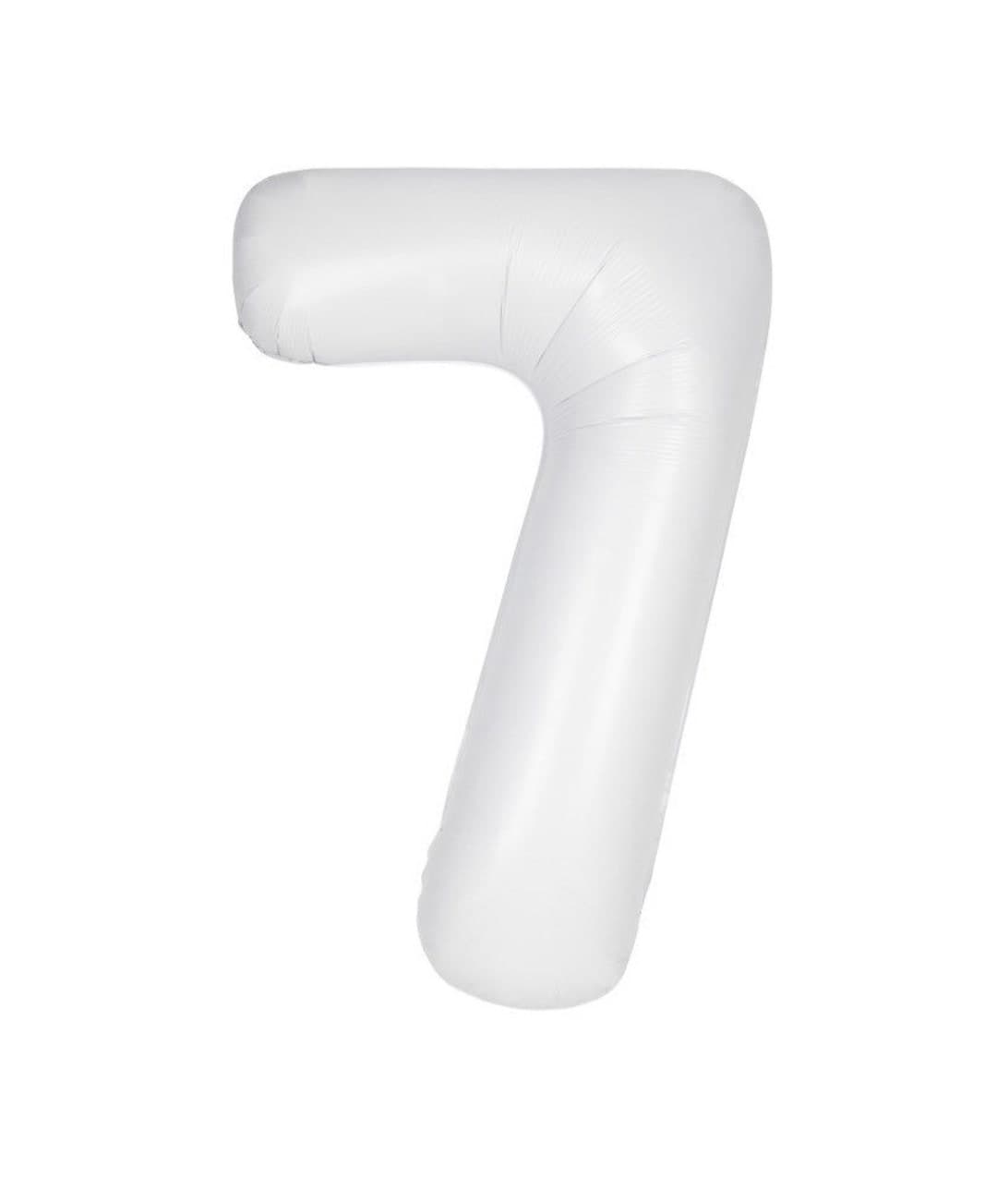 Unique Party Unique Matte White Number 7 Shaped Foil Balloon 34  Packaged"