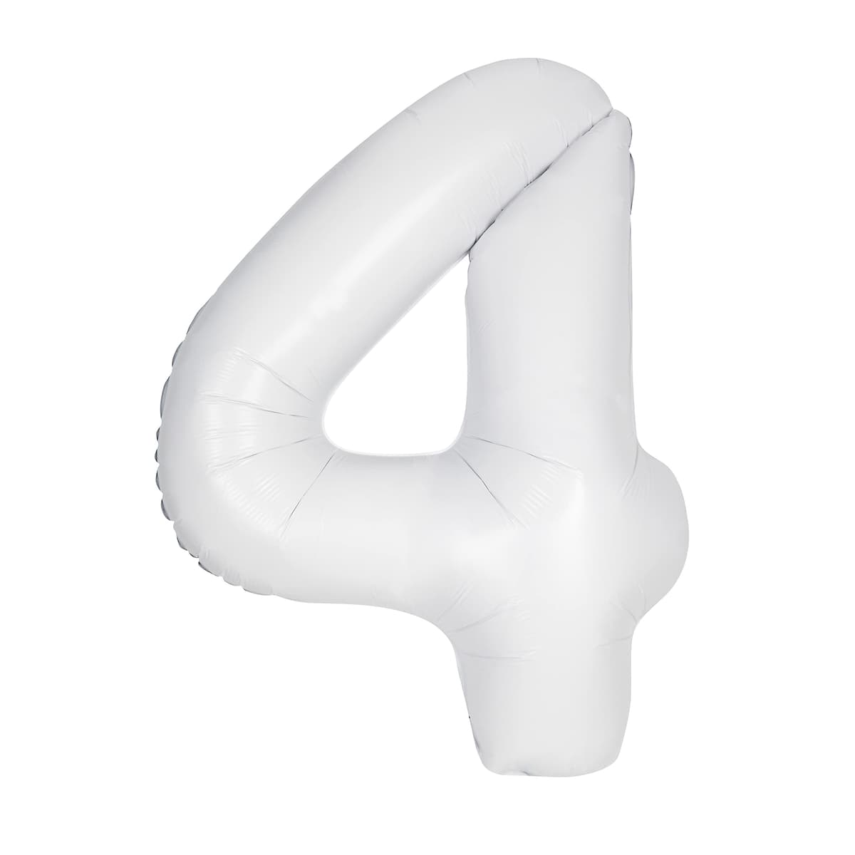 Unique Party Unique Matte White Number 4 Shaped Foil Balloon 34  Packaged"