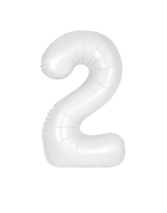 Unique Party Unique Matte White Number 2 Shaped Foil Balloon 34  Packaged"