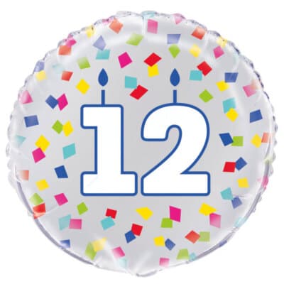 Unique Party Unique Rainbow Confetti Birthday Number 12 Round Foil Balloon 18 Packaged"