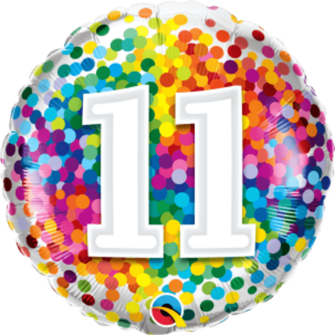 Unique Party Unique Rainbow Confetti Birthday Number 11 Round Foil Balloon 18  Packaged"