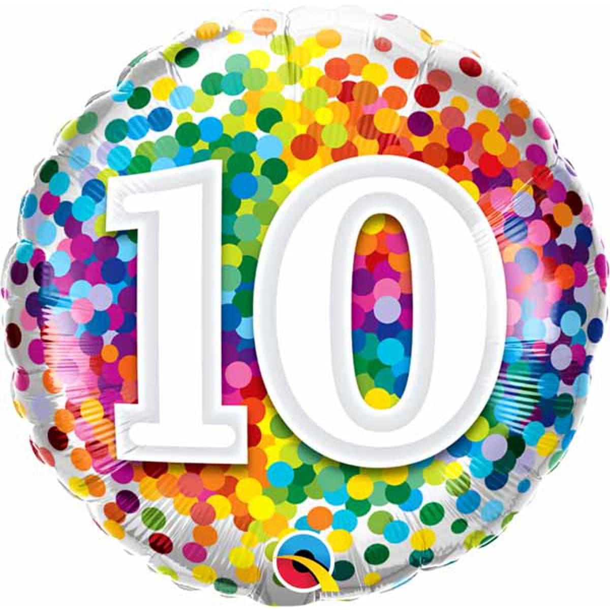 Unique Party Unique Rainbow Confetti Birthday Number 10 Round Foil Balloon 18  Packaged"