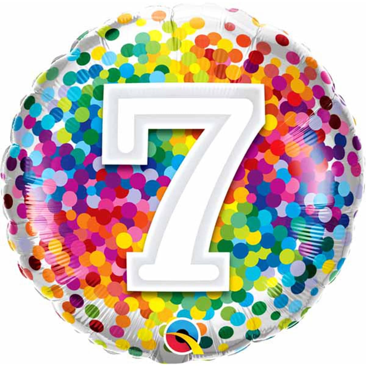 Unique Party Unique Rainbow Confetti Birthday Number 7 Round Foil Balloon 18  Packaged"