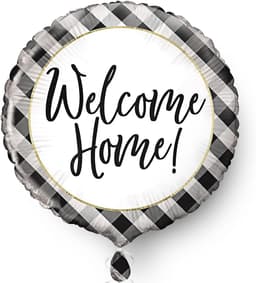Unique Party Unique Black Gingham Welcome Home Round Foil Balloon 18  Package" 1