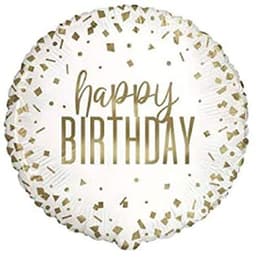 Unique Party Unique Confetti Gold Birthday Round Foil Balloon 18  Package" 1