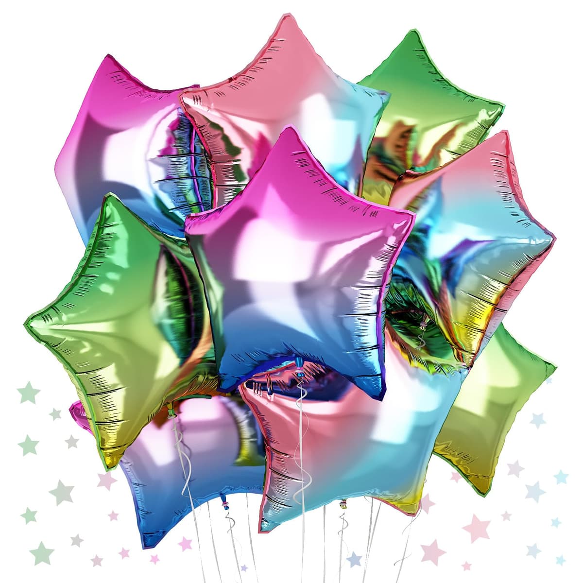 Unique Party Unique Gradient Rainbow Star Foil Balloon 18  Packaged"
