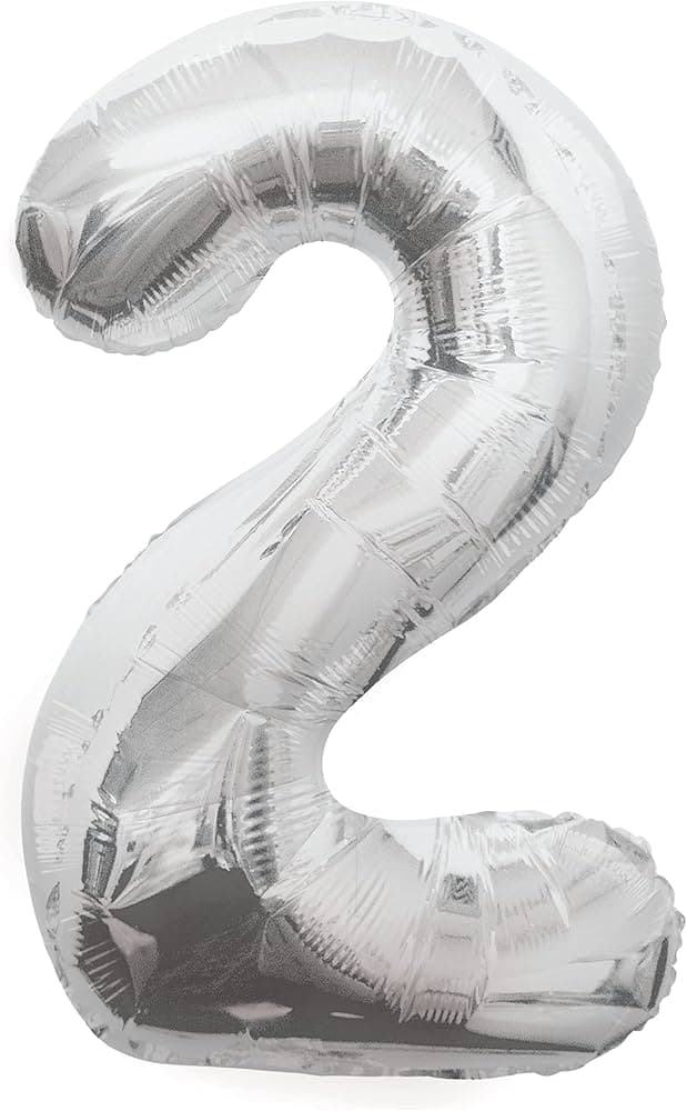 Unique Party Unique Silver Number 2 Shaped Foil Balloon 34 Packaged"