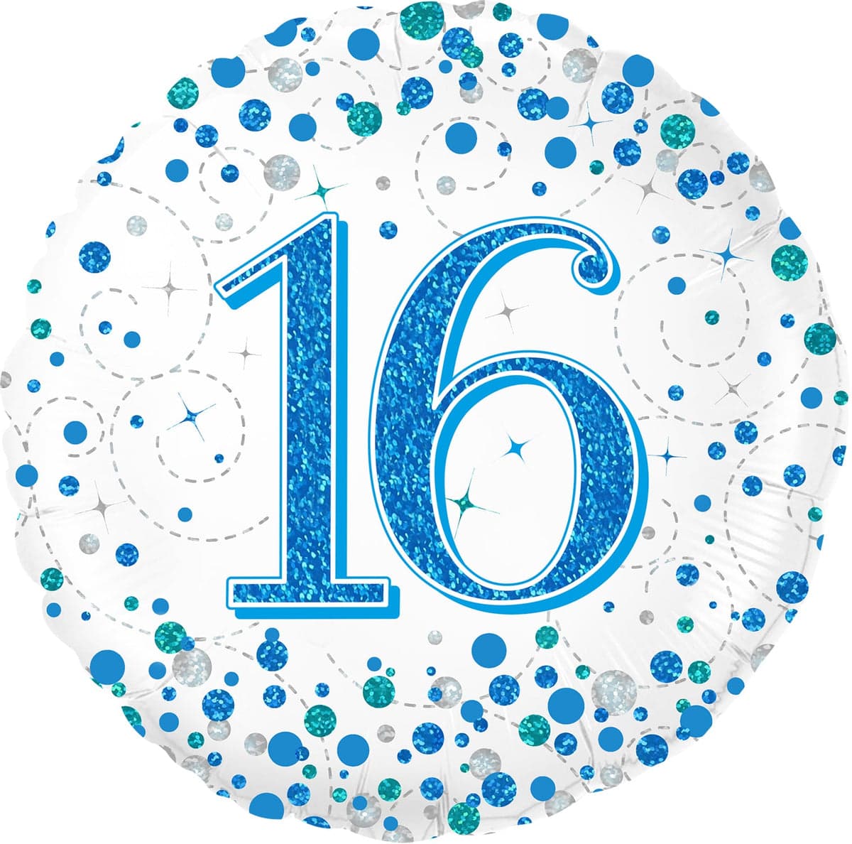 Oaktree 18" 16th Sparkling Fizz Birthday Blue Holographic