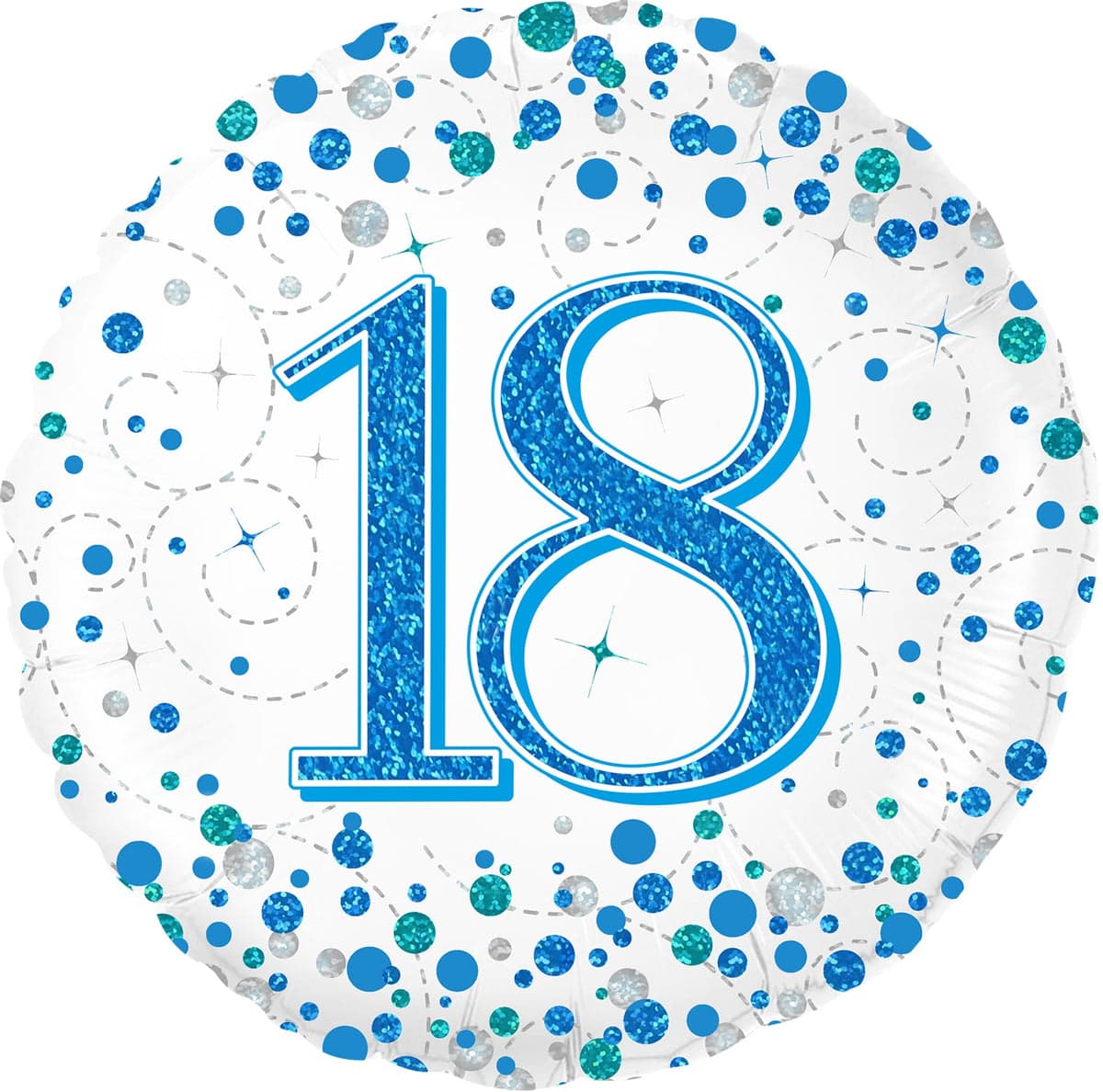 Oaktree 18" 18th Sparkling Fizz Birthday Blue Holographic