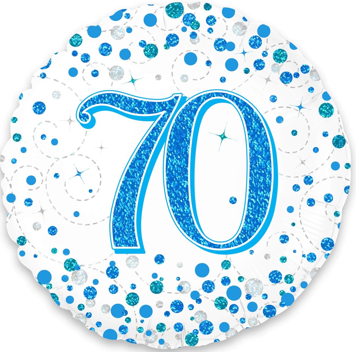 Oaktree 18" 70th Sparkling Fizz Birthday Blue Holographic