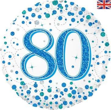 Oaktree 18" 80th Sparkling Fizz Birthday Blue Holographic