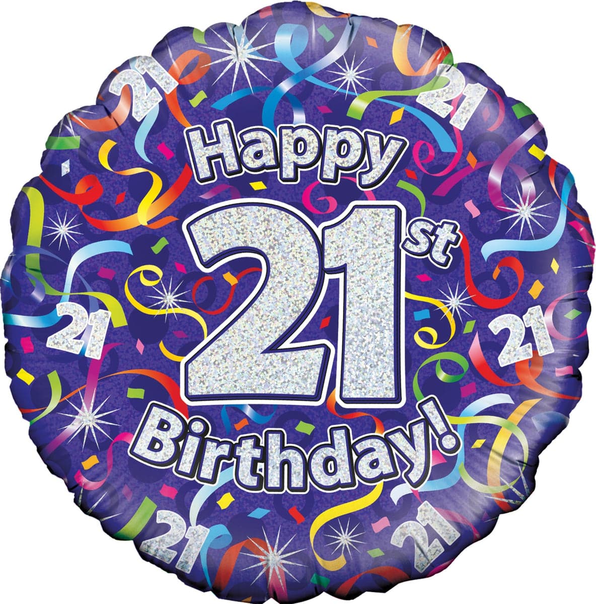 Oaktree 18" 21st Birthday Streamers Holographic