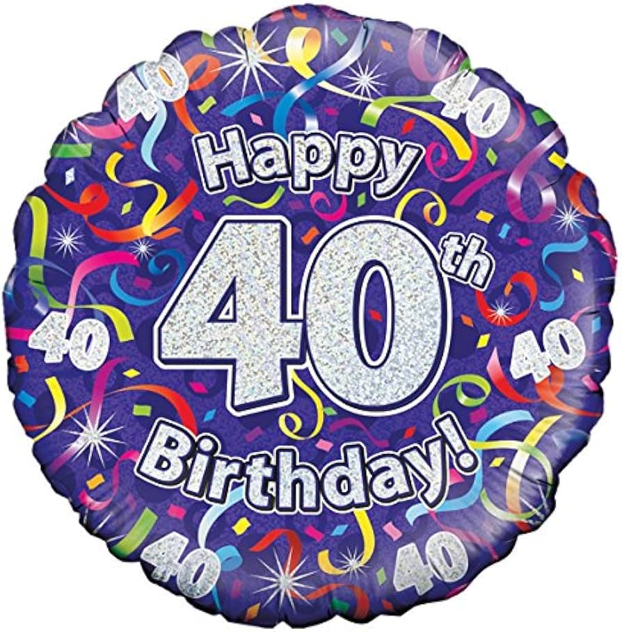 Oaktree 18" 40th Birthday Streamers Holographic
