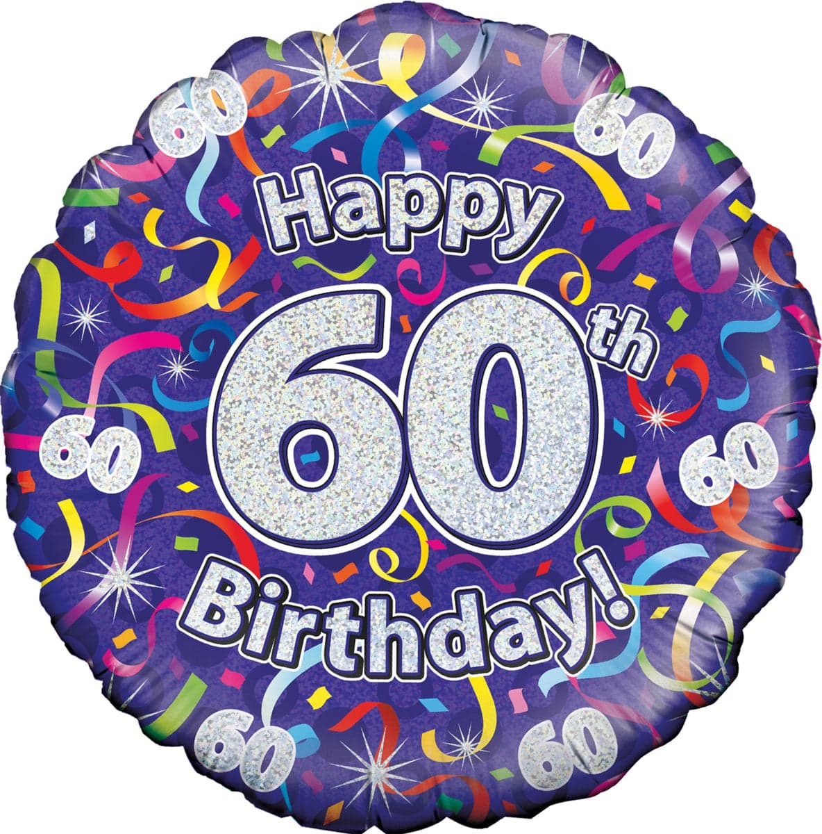 Oaktree 18" 60th Birthday Streamers Holographic