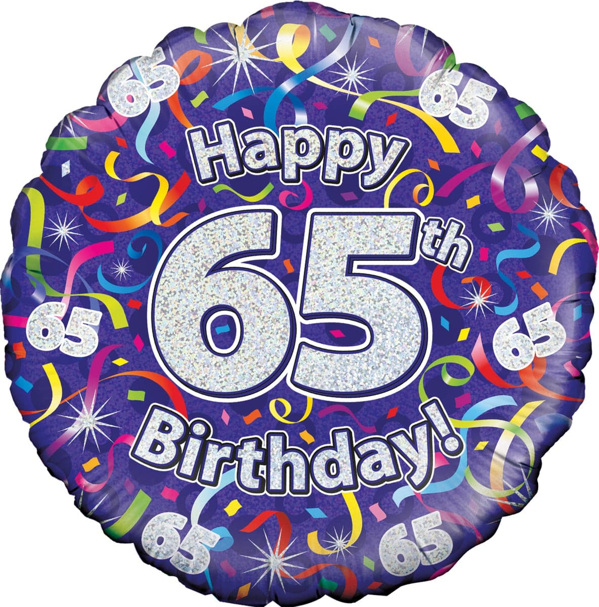 Oaktree 18" 65th Birthday Streamers Holographic