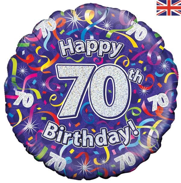 Oaktree 18" 70th Birthday Streamers Holographic