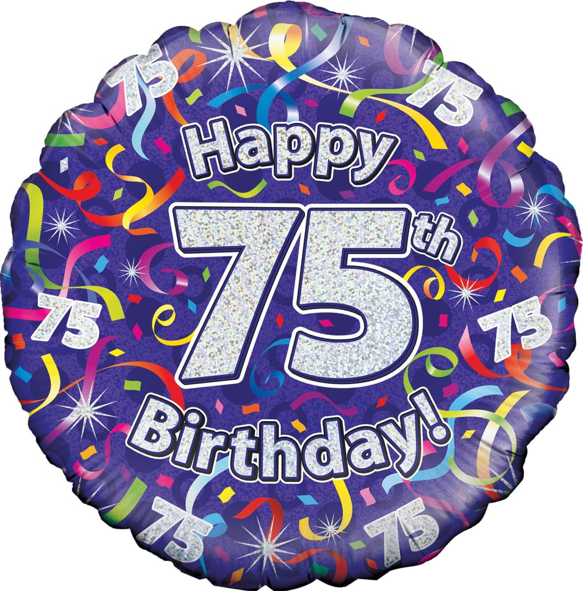 Oaktree 18" 75th Birthday Streamers Holographic