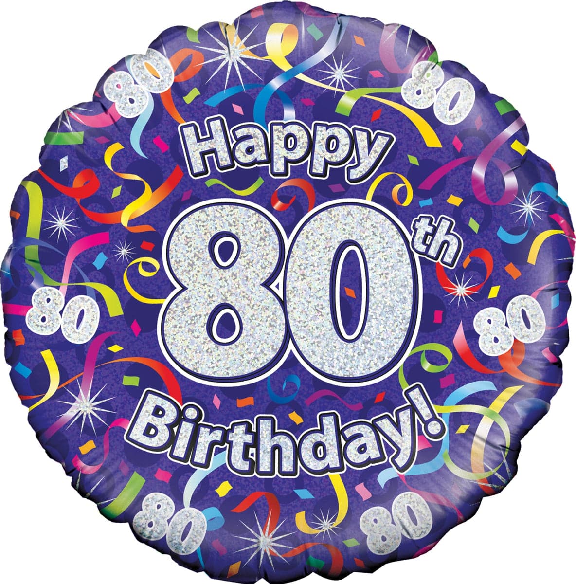 Oaktree 18" 80th Birthday Streamers Holographic