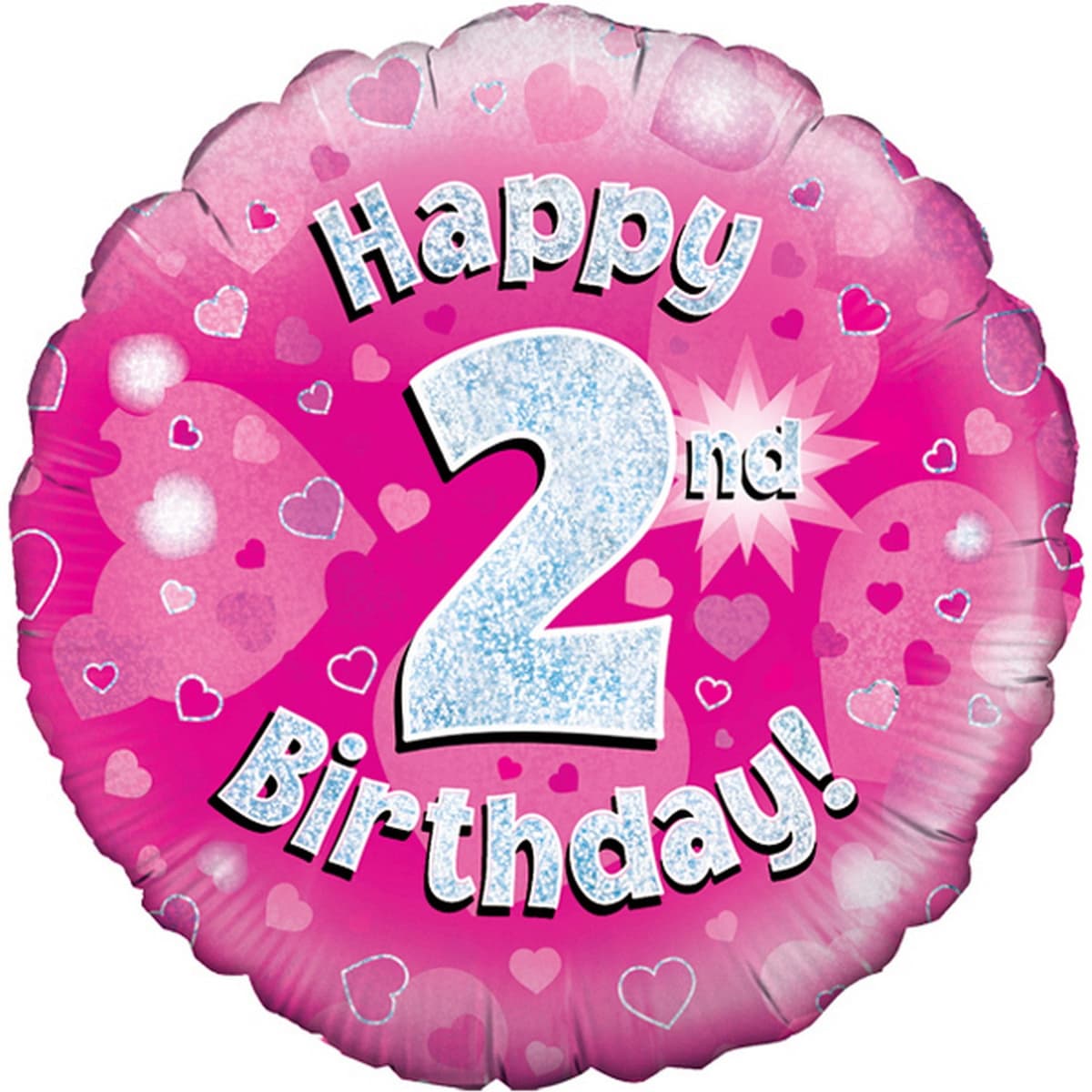 Oaktree 18" Happy 2nd Birthday Pink Holographic