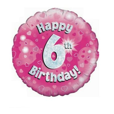 Oaktree 18" Happy 6th Birthday Pink Holographic