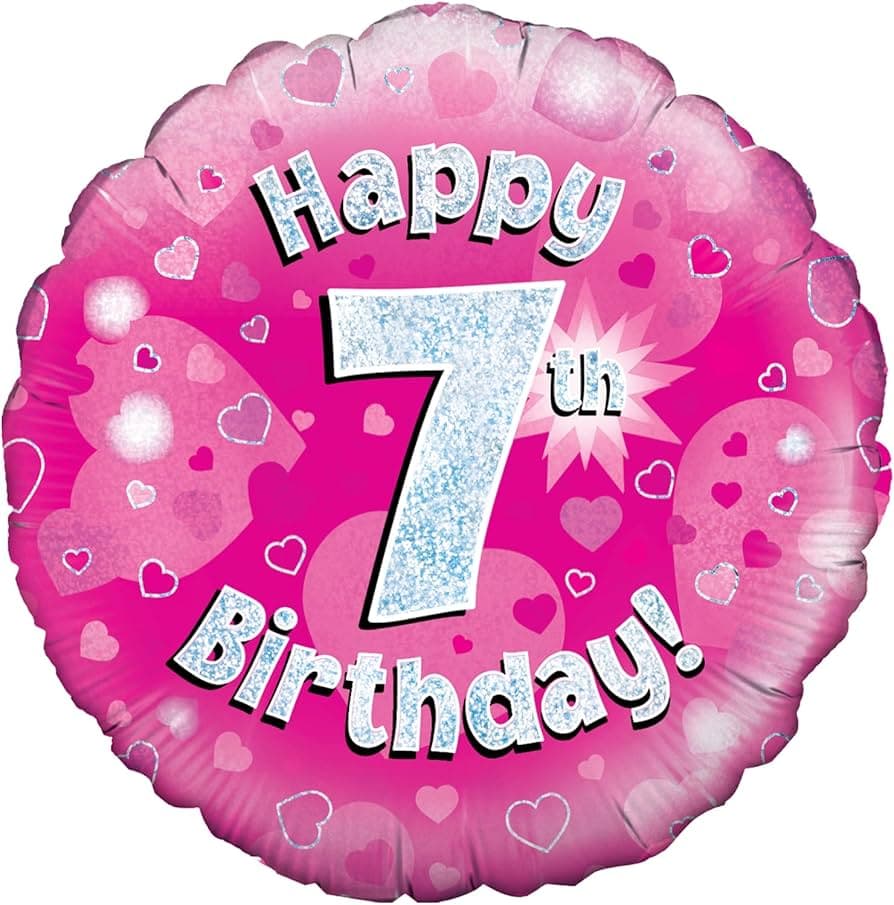 Oaktree 18" Happy 7th Birthday Pink Holographic