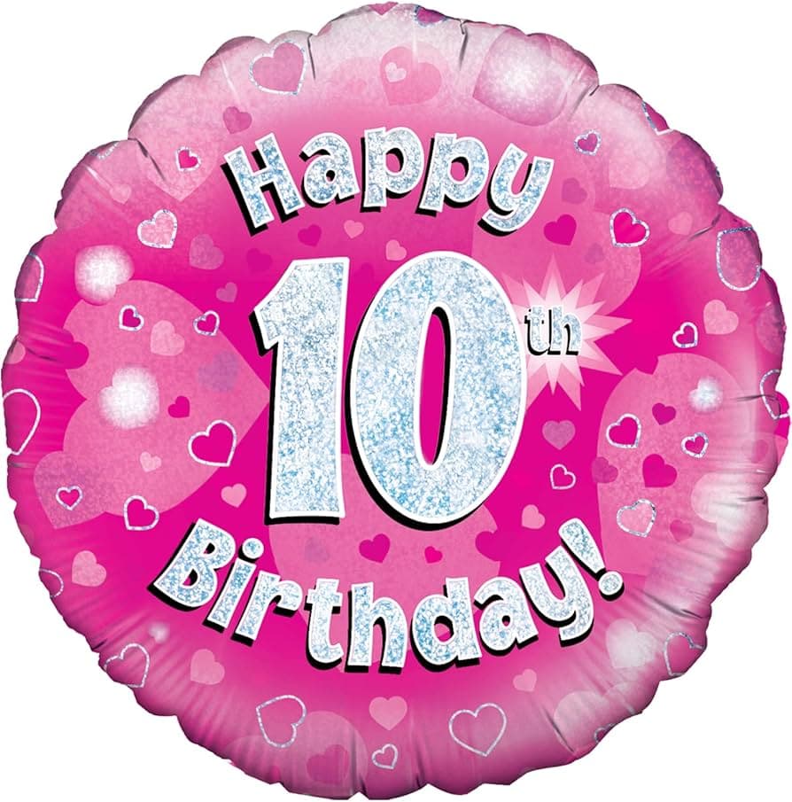 Oaktree 18" Happy 10th Birthday Pink Holographic