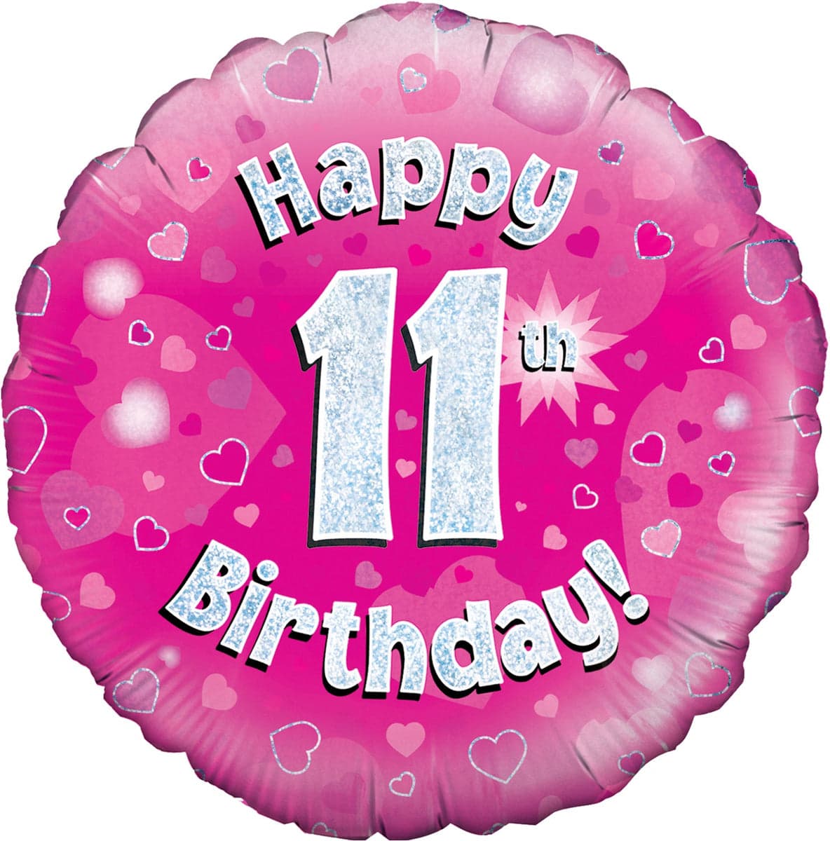 Oaktree 18" Happy 11th Birthday Pink Holographic