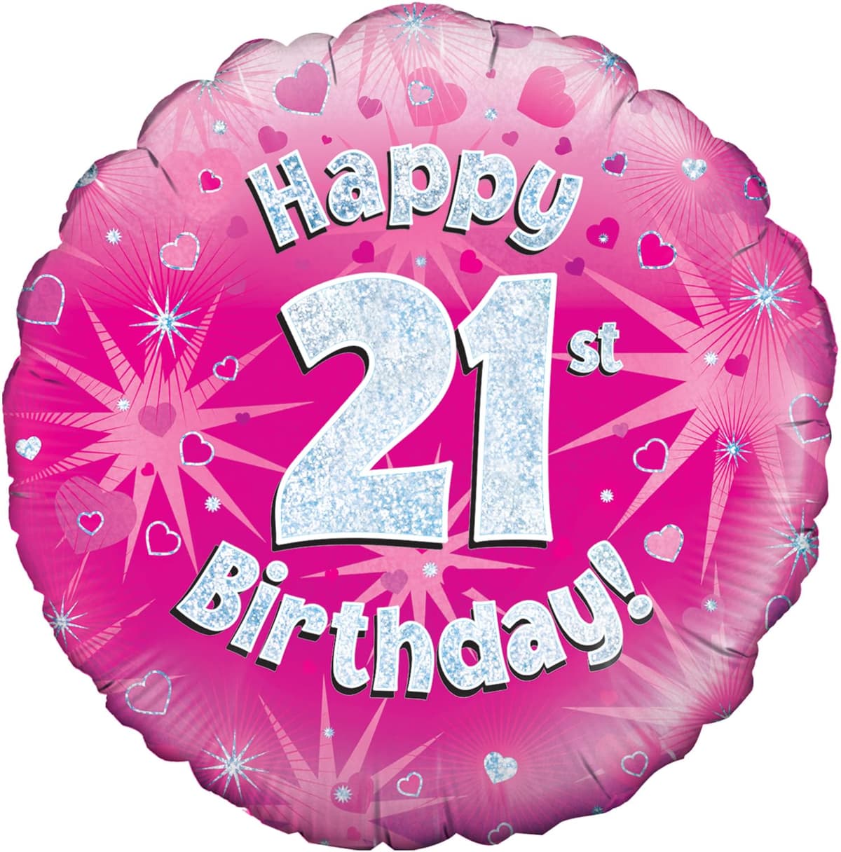 Oaktree 18" Happy 21st Birthday Pink Holographic