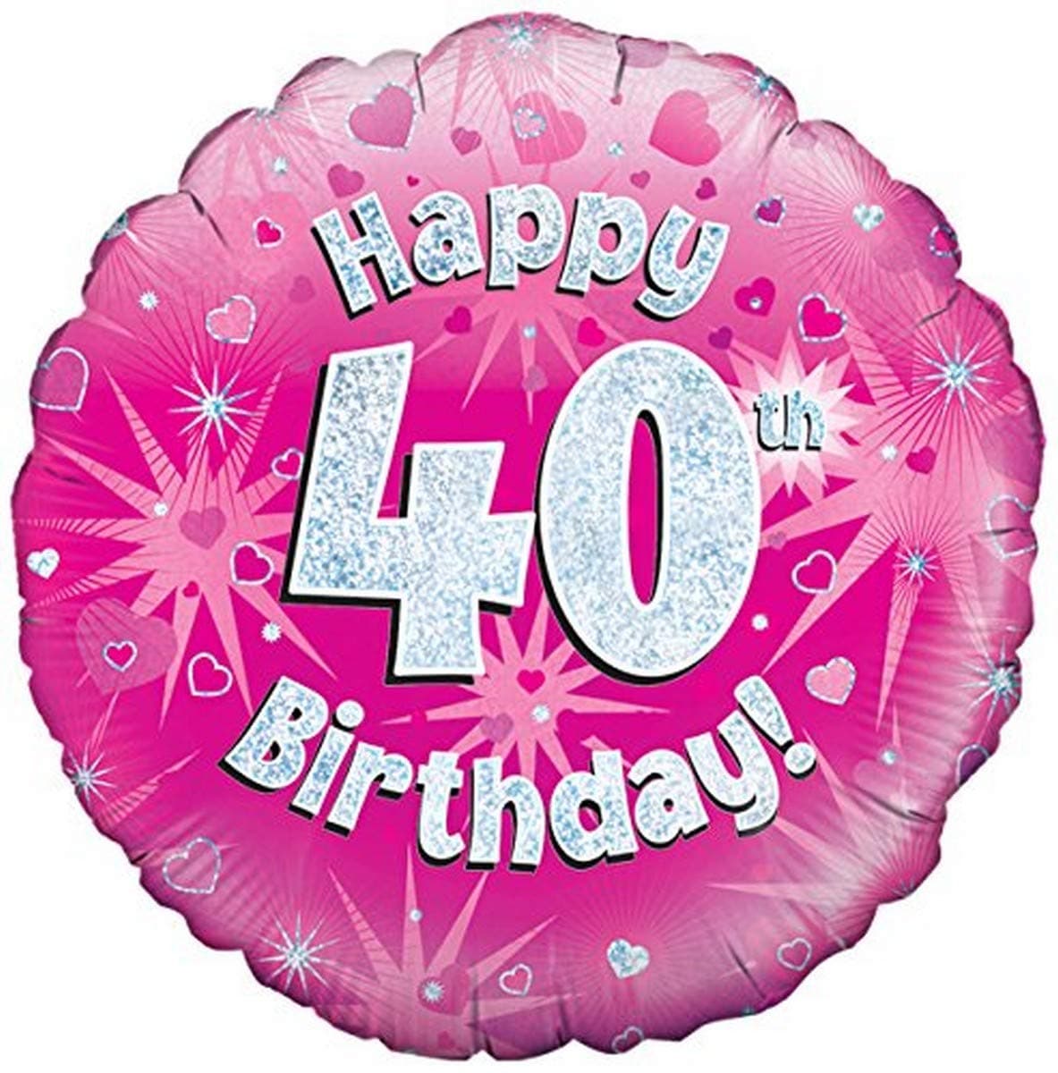 Oaktree 18" Happy 40th Birthday Pink Holographic