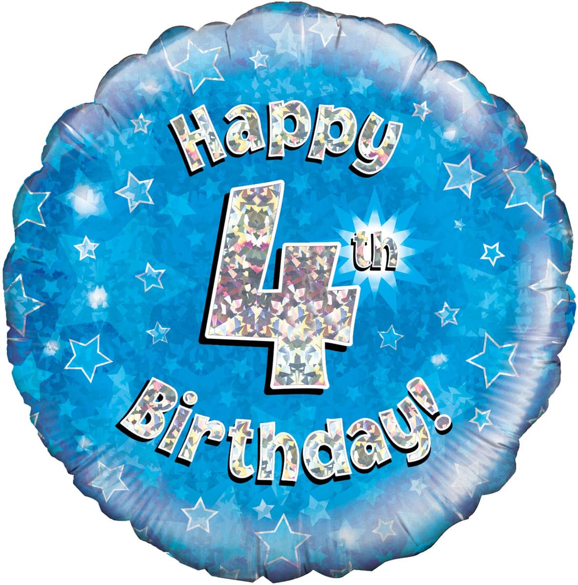 Oaktree 18" Happy 4th Birthday Blue Holographic