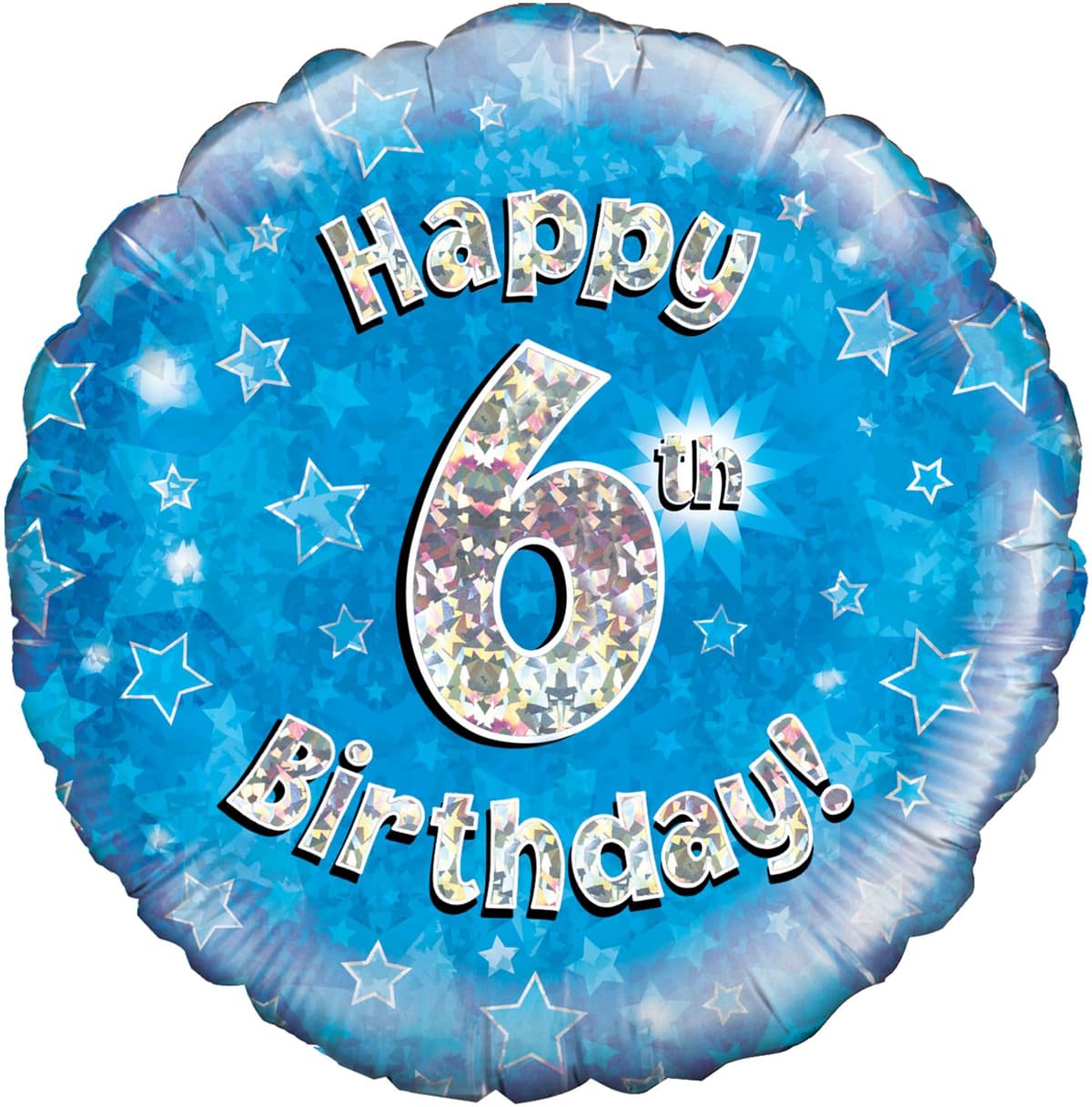 Oaktree 18" Happy 6th Birthday Blue Holographic