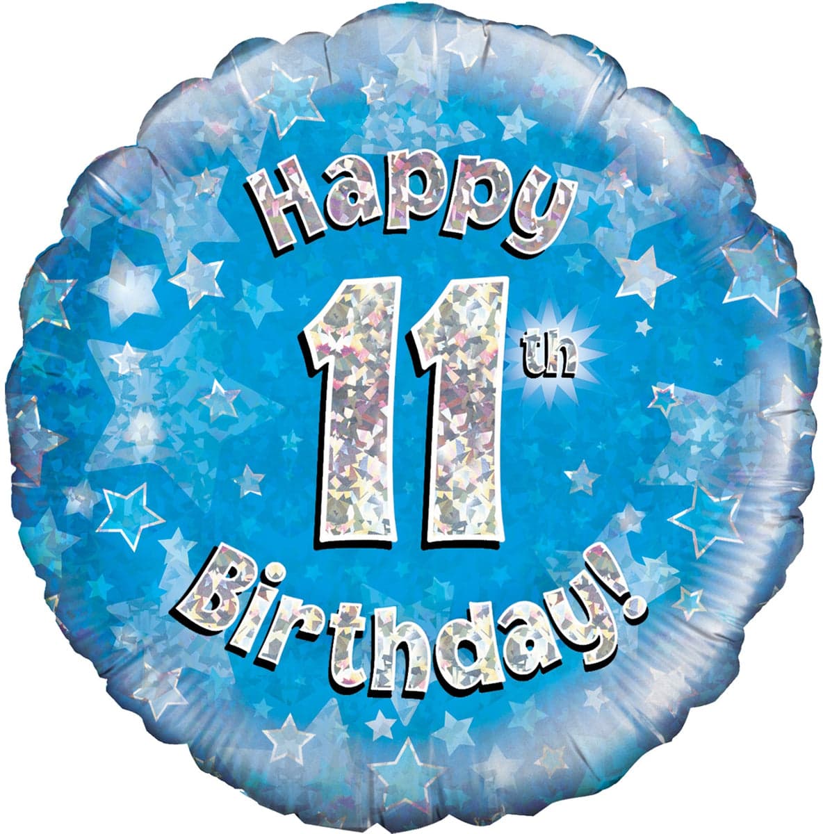 Oaktree 18" Happy 11th Birthday Blue Holographic