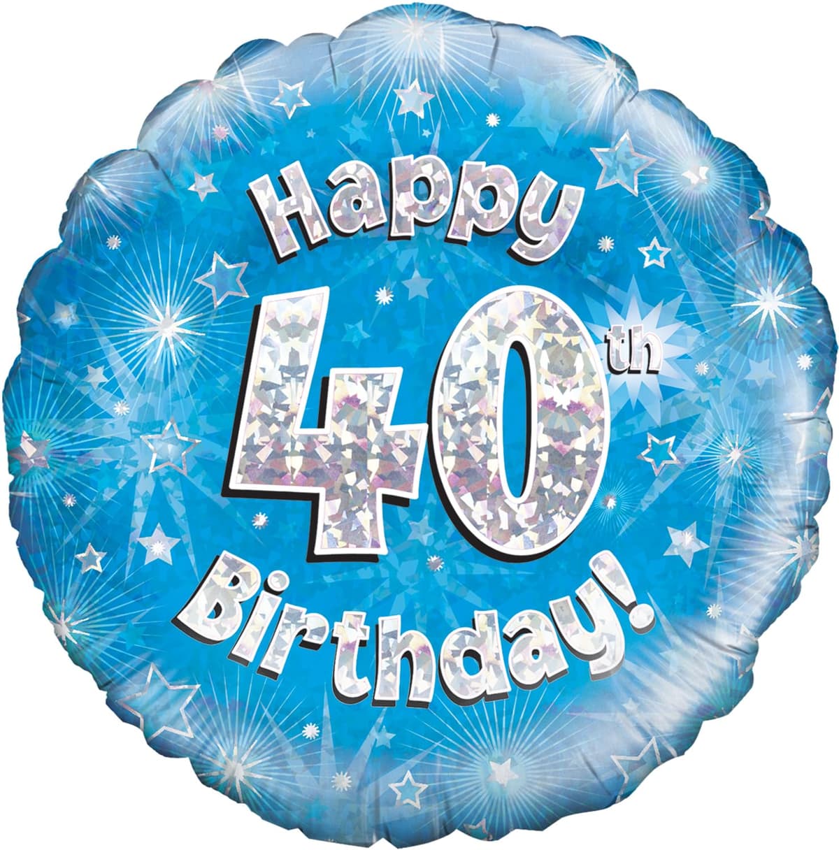 Oaktree 18" Happy 40th Birthday Blue Holographic