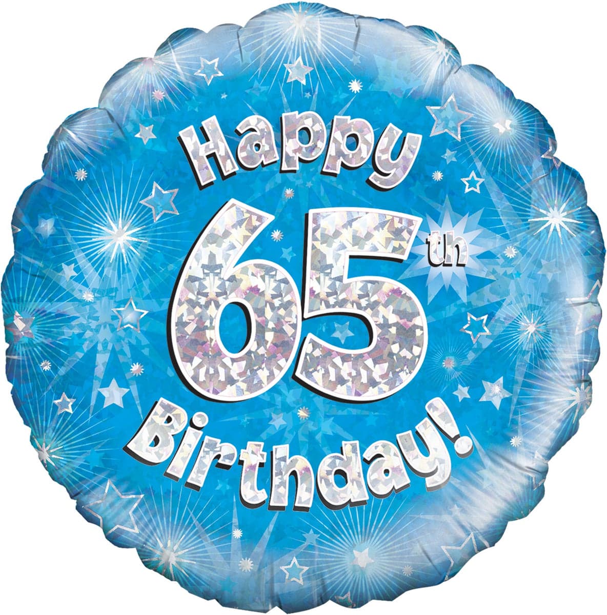 Oaktree 18" Happy 65th Birthday Blue Holographic