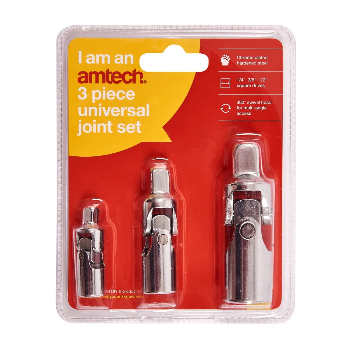 Am-tech 3pc SET OF1/4" HEX. UNIVERSAL JOINT ADAPTORS