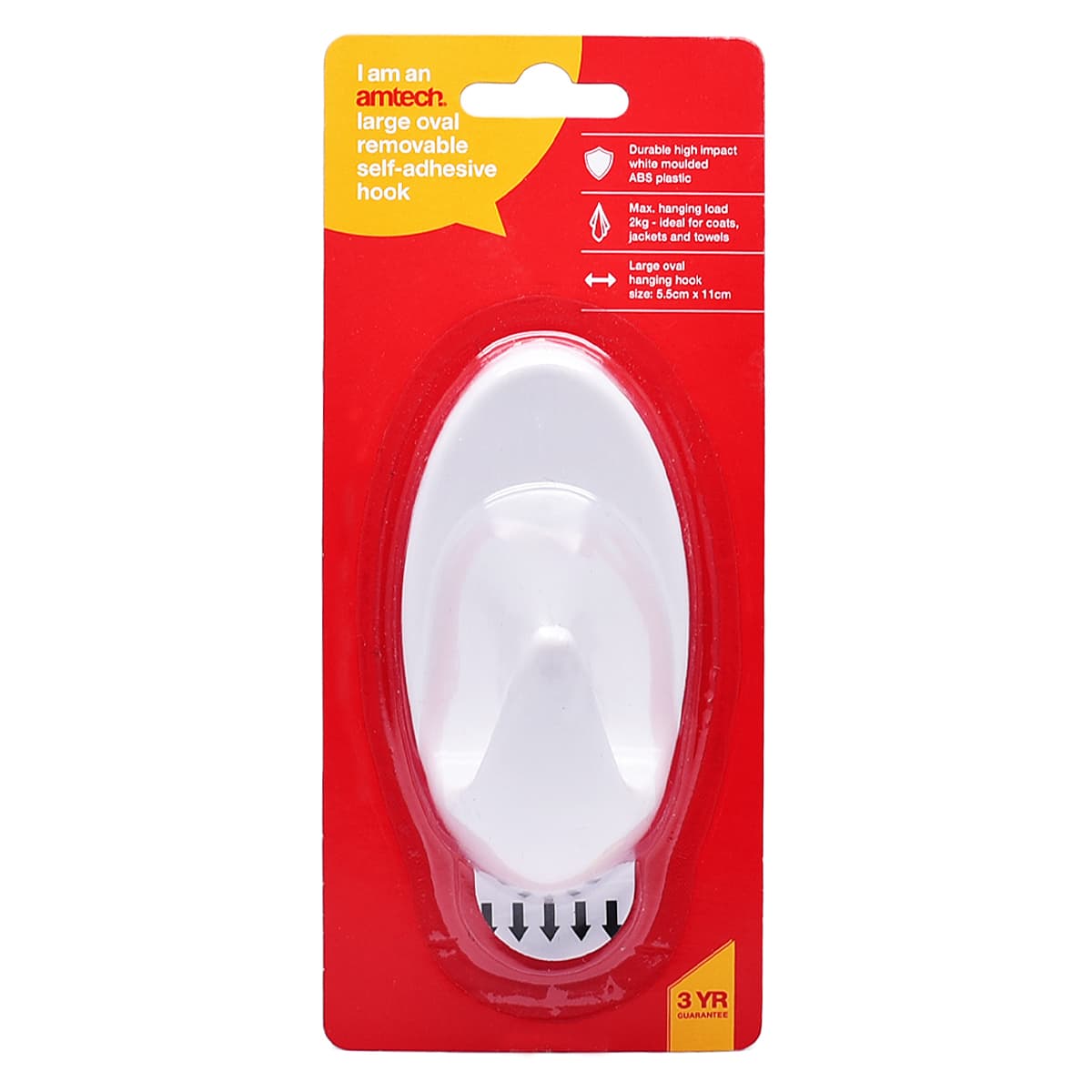 Am-tech LARGE OVAL REMOVABLE SELF-ADHESIVE HOOK (11x5.