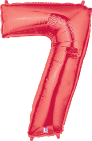 Unique Party Unique Unique Red 7 Shaped Balloon Foil Balloon 34  Packaged"