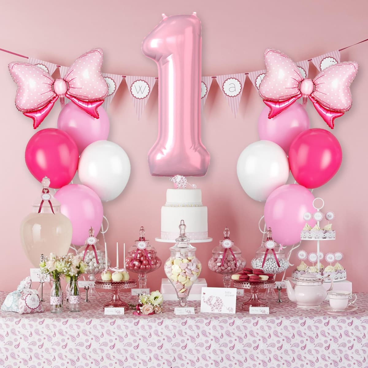 Unique Party 14" Pink Baby Ltr Bln Bnr Kit