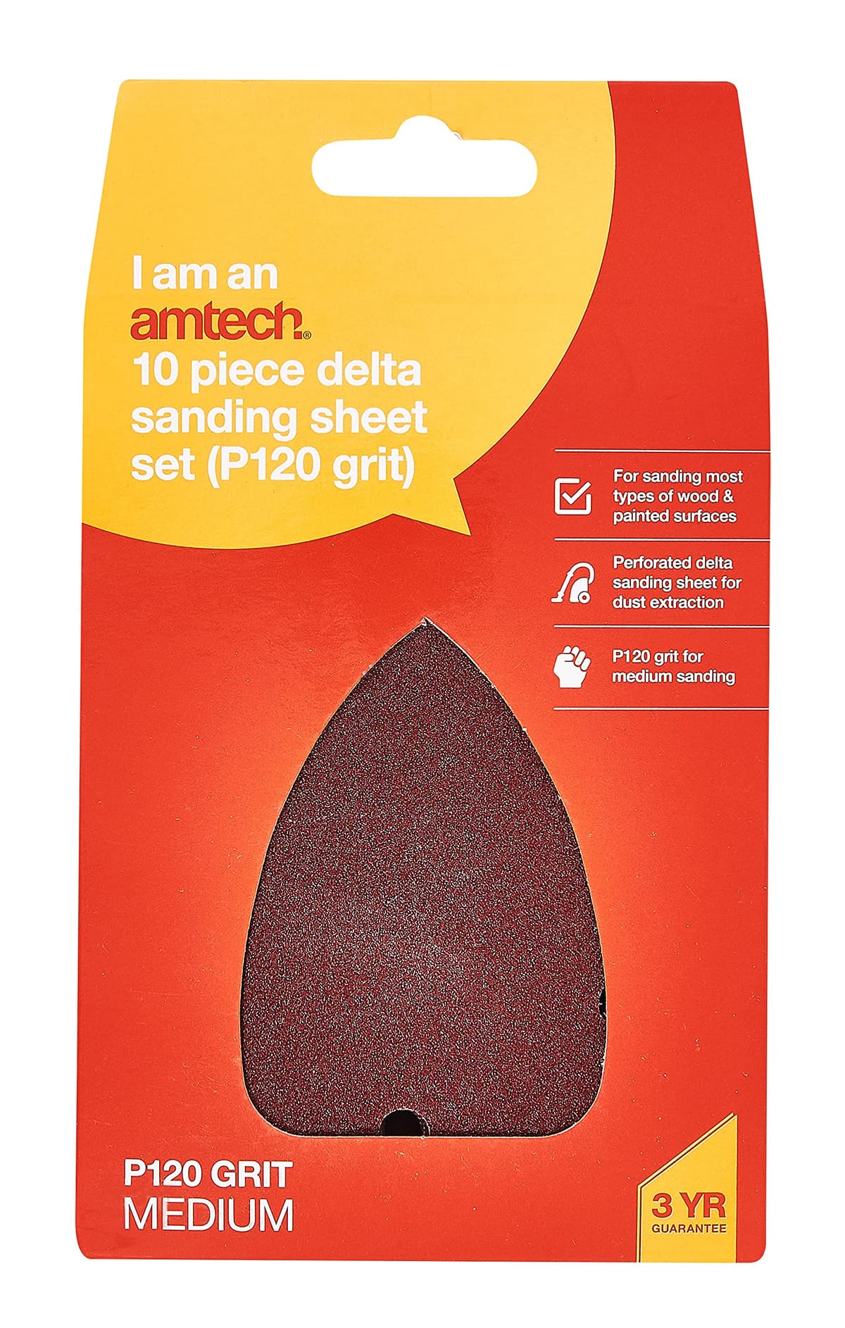 Am-tech 10PC DELTA SANDING SHEET SET (P60 GRIT) (140 X 140 X 100mm)