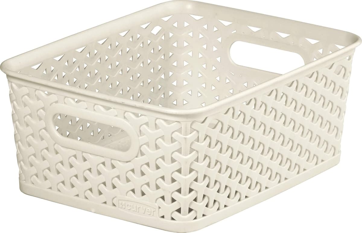 Curver My Style Small Nestable Rattan Basket - Small 8L Rectangle Vintage 