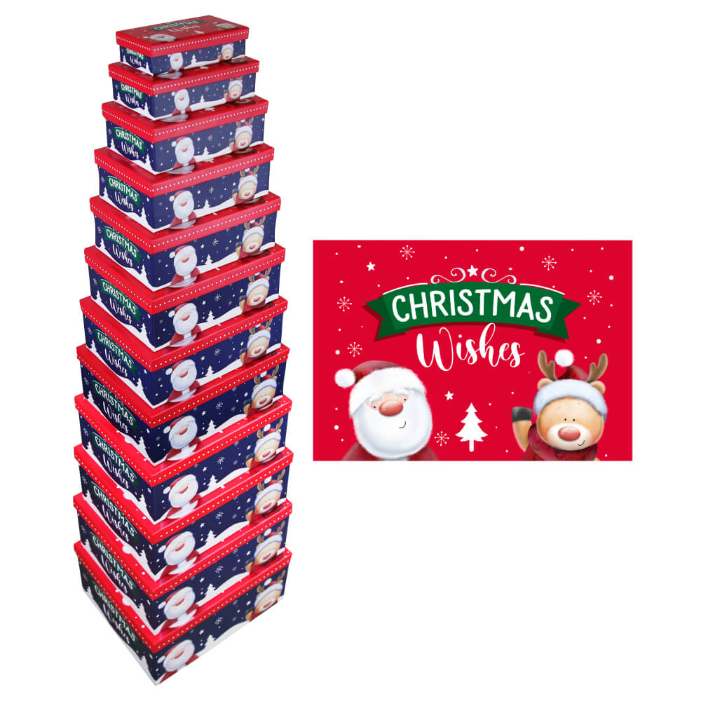 EUROWRAP  12pc oblong box xmas wishes 4s fsc image