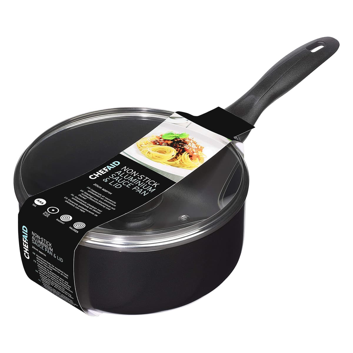 CHEF AID 20 cm NON STICK ALUMINIUM SAUCE PAN AND LID