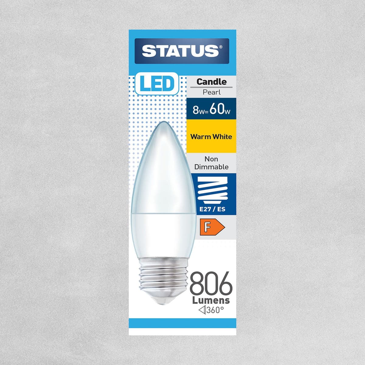 STATUS  8w=60w Non-dimmable Warm White 806lumens