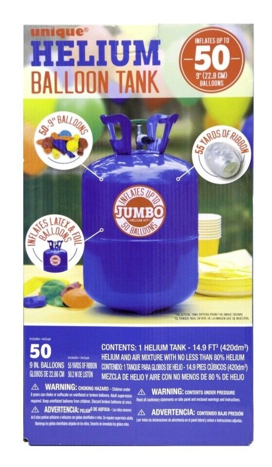 Unique Party  helium Ballon Gas Cylinder (inflates 50 9'' Ballons)no Refund/exchange/returns image