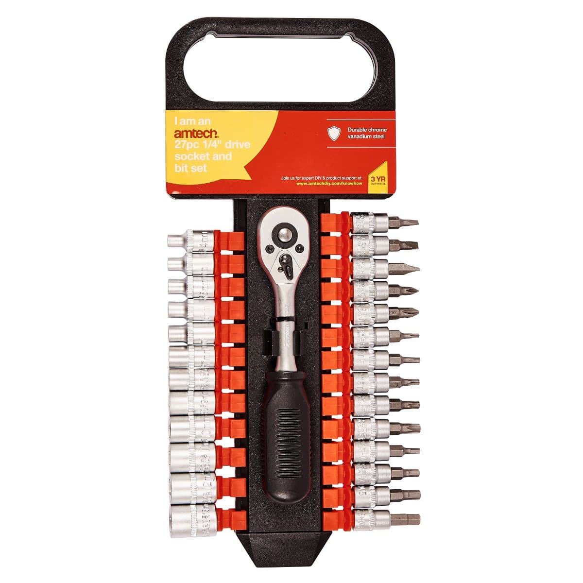 Am-tech 27Pc 1/4" Drive Socket And Bit Set
